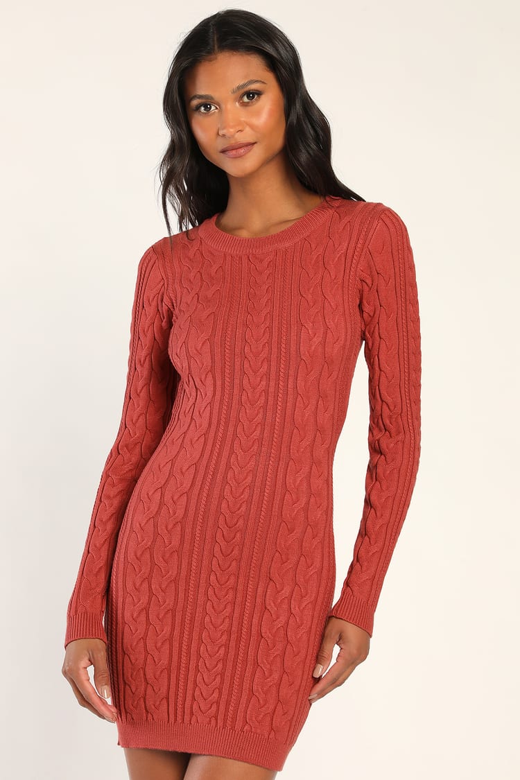  PRDECE Sweater Dress for Women Cable Knit Bodycon