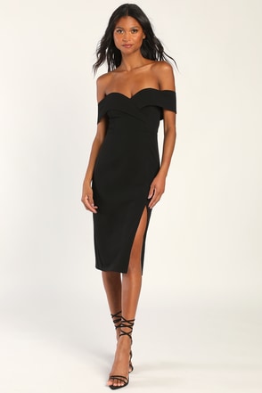 Lovely Black Dress - OTS Midi Dress - Bodycon Dress - Lulus