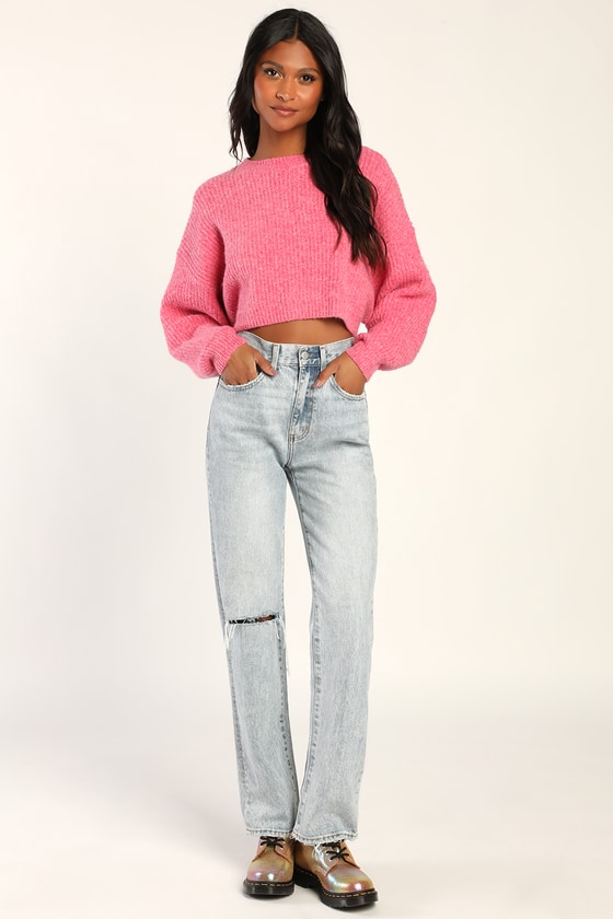 Light pink sale cropped sweater