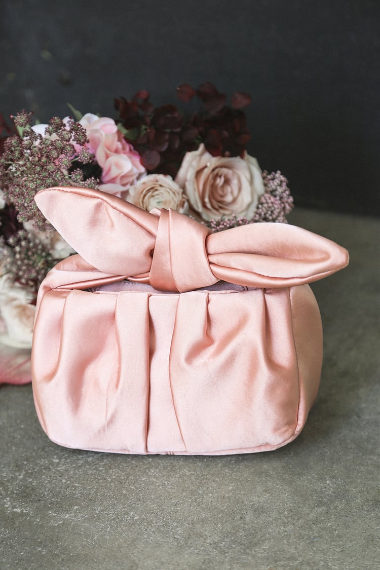 Rose Gold Clutch Bag - Satin Bag - Knot Handle Bag - Clutch - Lulus