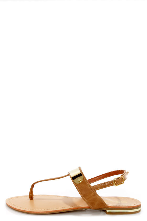 Zuri 1 Natural Gold Plated Thong Sandals - $23.00 - Lulus