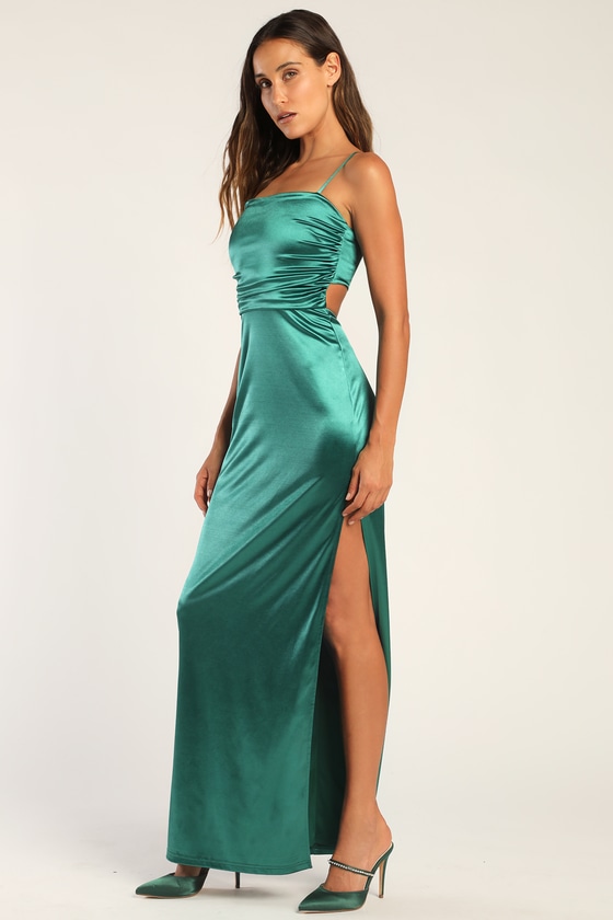 Teal Green Maxi Dress - Back Cutout Dress - Ruched Maxi Dress - Lulus