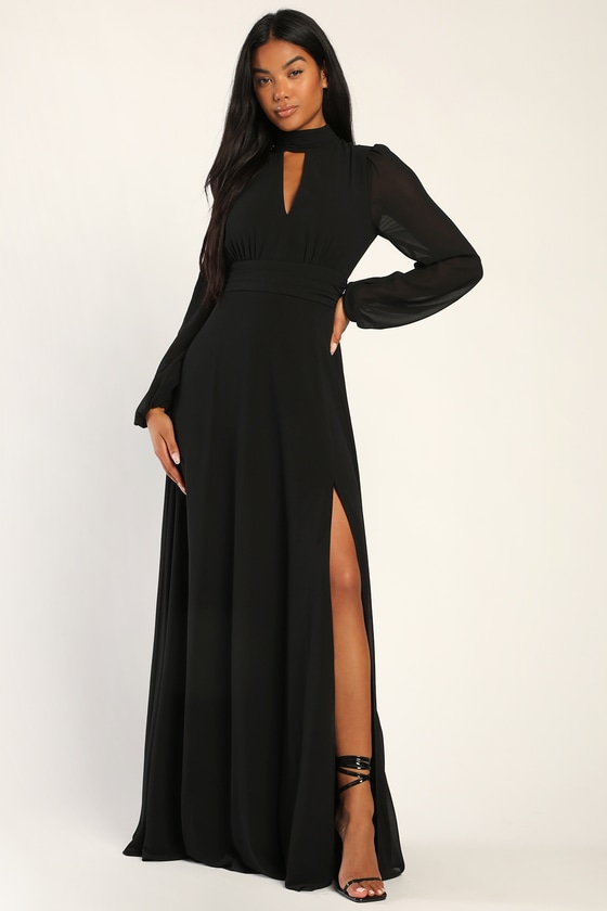 Aggregate 148+ black long sleeve formal gown super hot - camera.edu.vn