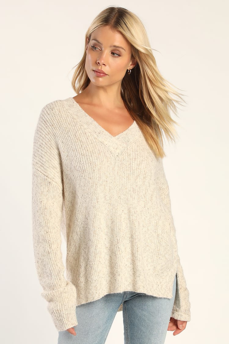 Cream Sweater - Oversized Pullover Sweater - Long Sleeve Sweater - Lulus