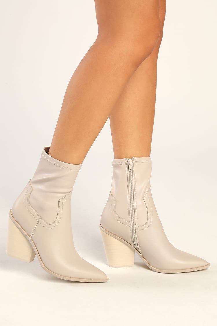 Steve Madden Thorn Boots - Bone Mid-Calf Boots - Leather Boots - Lulus