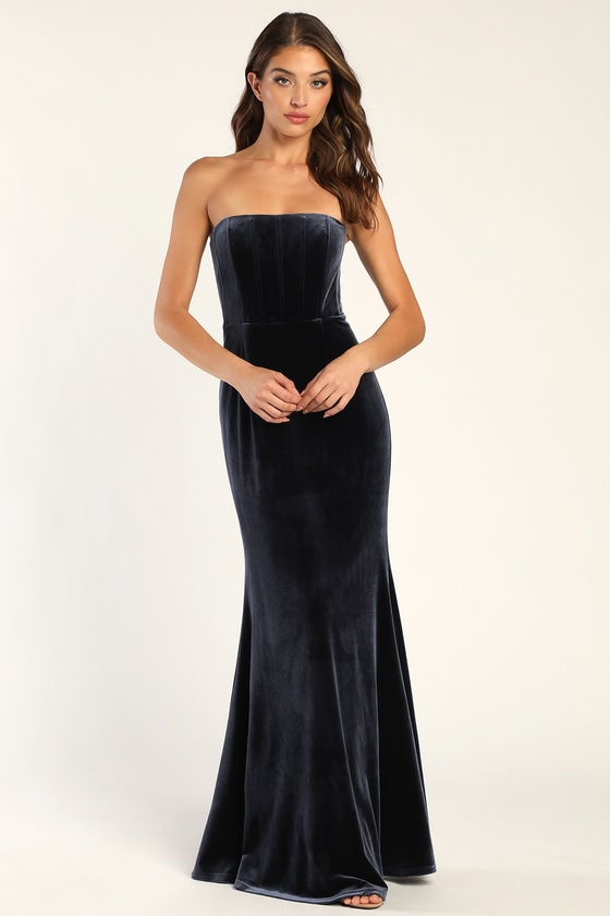 Black Mermaid Dress - Bustier Maxi Dress - Strapless Maxi Dress - Lulus