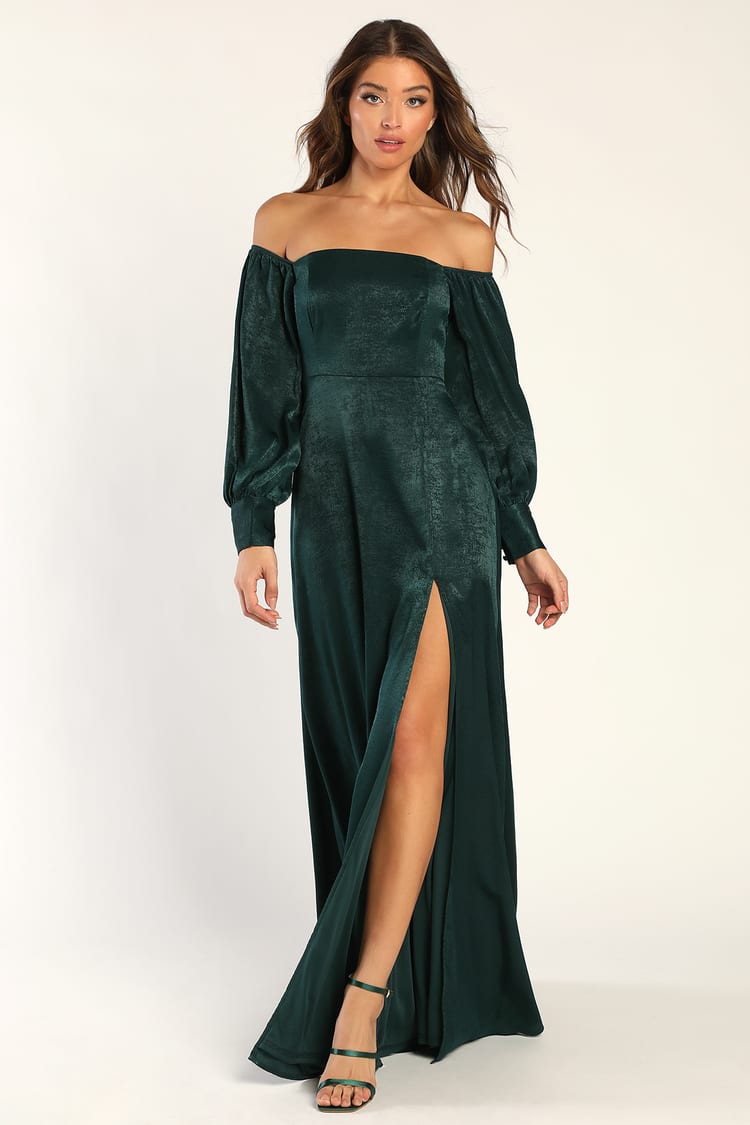 Emerald Satin Dress - Brushed Satin Maxi Dress - OTS Dress - Lulus