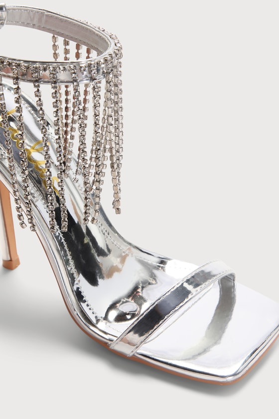 Crystal hot sale fringe heels