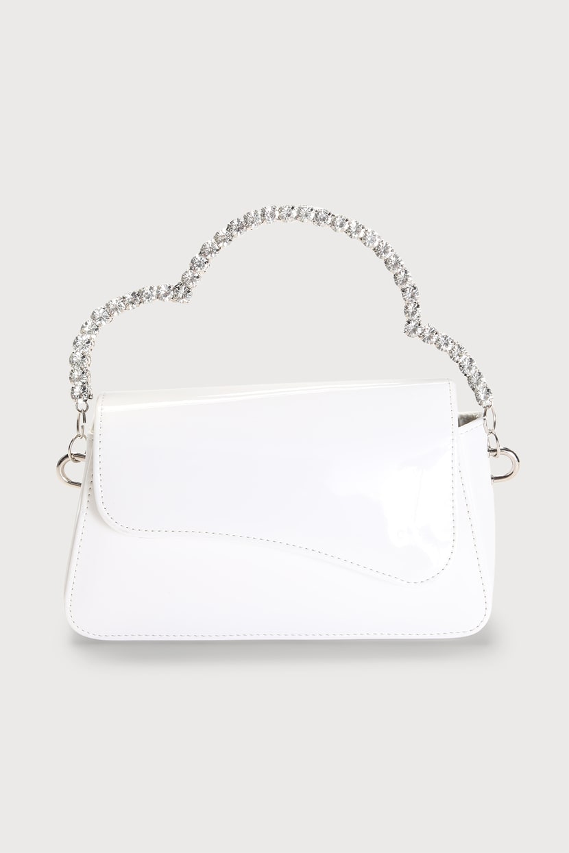 Cute White Clutch - Vegan Leather Handbag - Rhinestone Handbag - Lulus