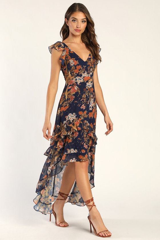 Ruffled high shop low dress