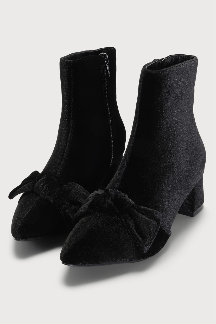 Black Ankle Boots - Women's Boots - Bow Detail Boots - Lulus