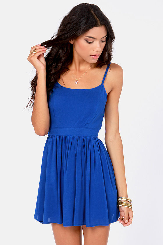 Cute Royal Blue Dress - Backless Dress - $42.00