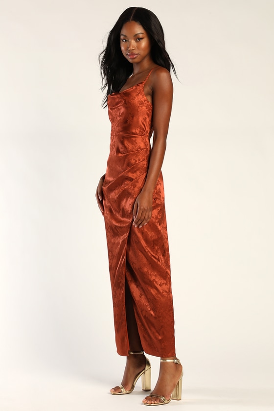 Rust velvet best sale maxi dress