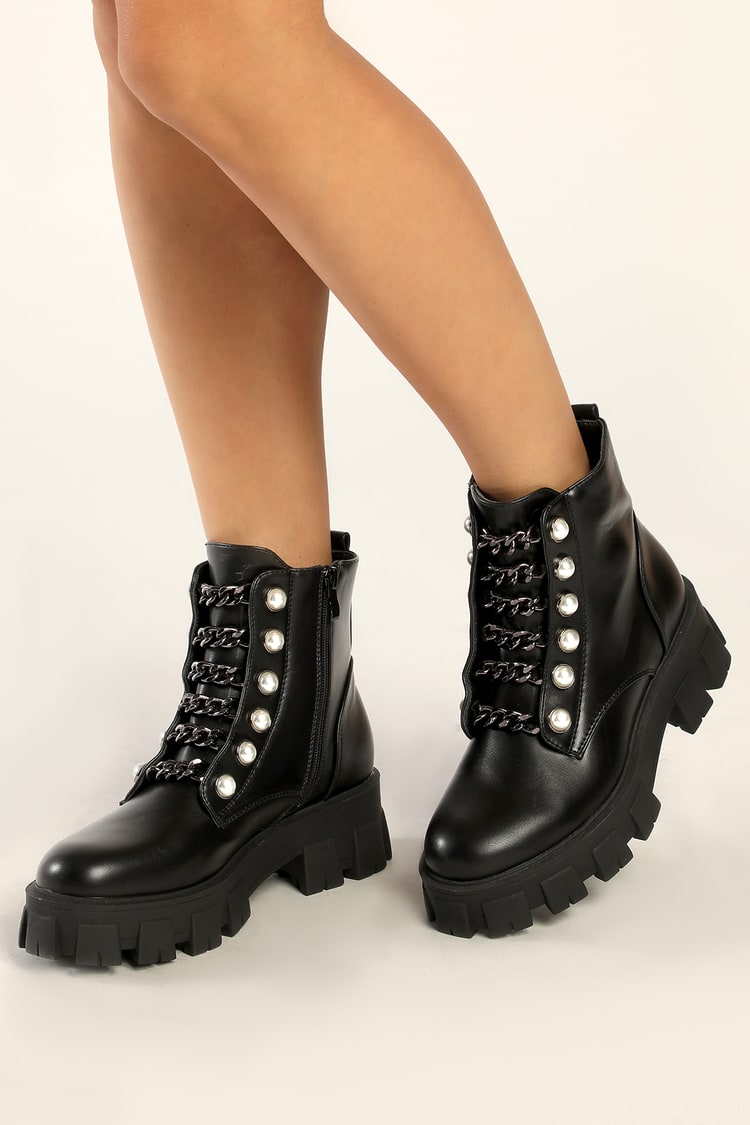 Black Platform Booties - Chunky Boots - Black Ankle Booties - Lulus