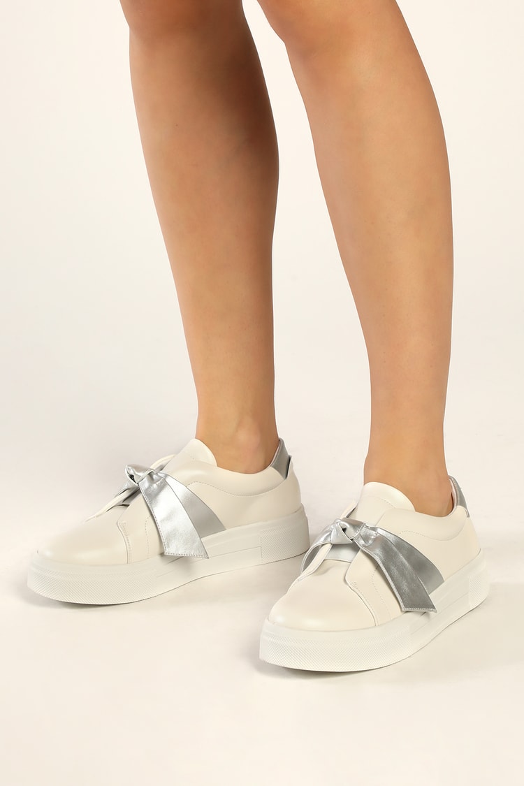 Sneakers - Bow Sneakers - Flatform Sneakers - White Sneakers - Lulus