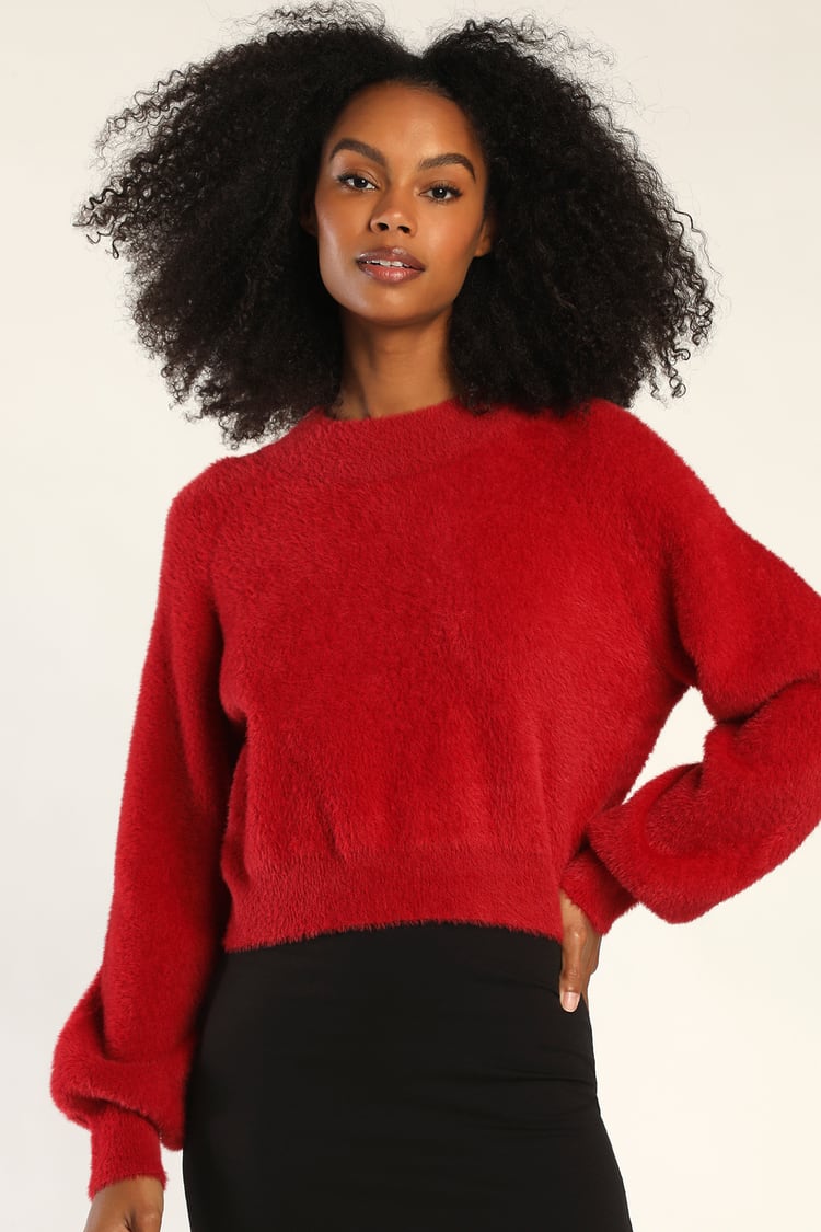 Red Sweater - Eyelash Knit Sweater - Pullover Sweater - Lulus