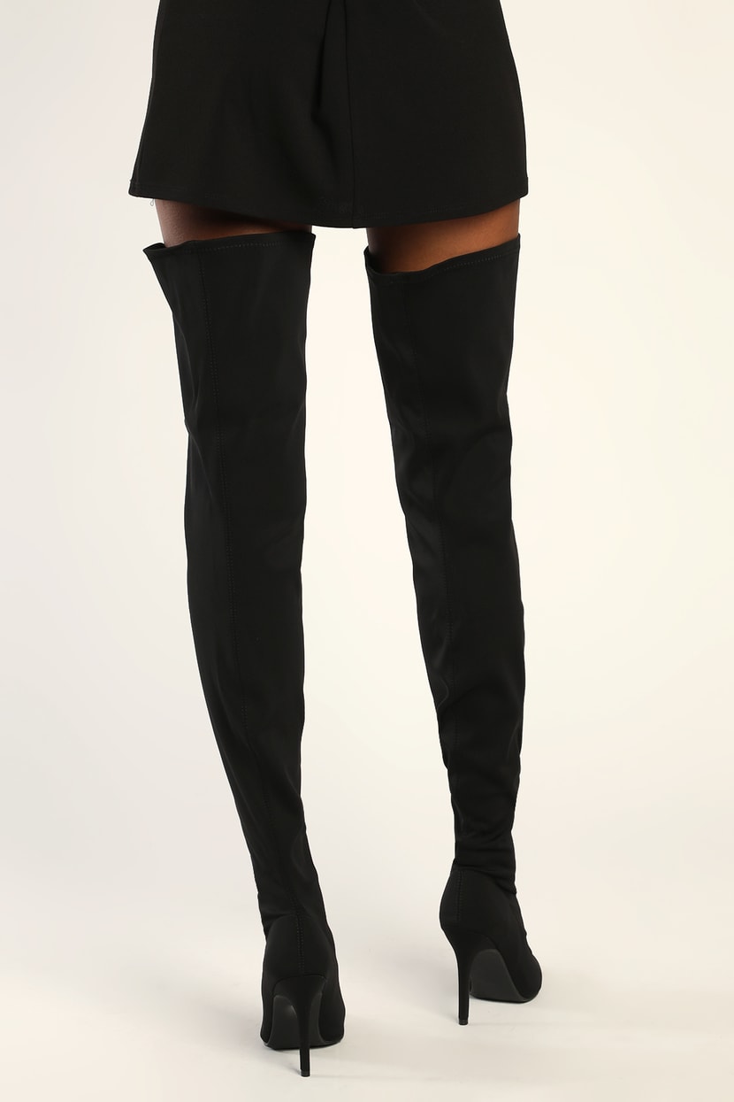 Black Stiletto Boots - Over-The-Knee Sock Boots - Pull-On Boots - Lulus