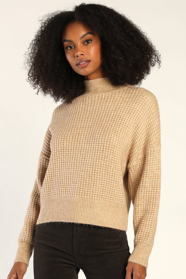 Beige Chunky Sweater - Waffle Knit Sweater - Pullover Sweater - Lulus