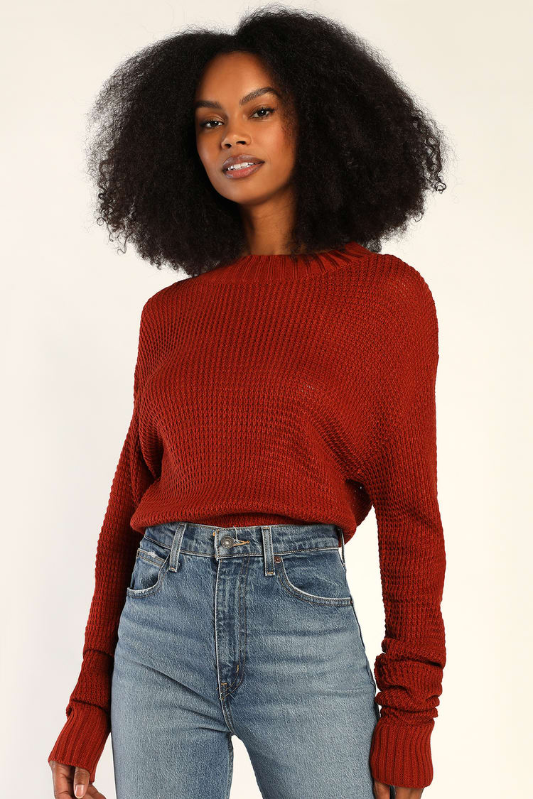 Cute Sweater - Brick Red Sweater - Cropped Sweater - Lulus