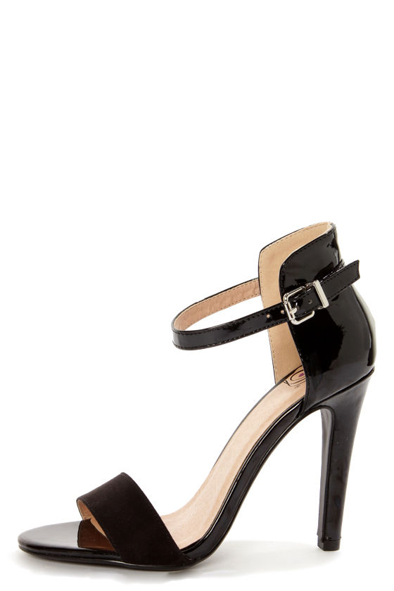 My Delicious Stick Black Patent and Suede High Rise High Heels - $24.00 ...