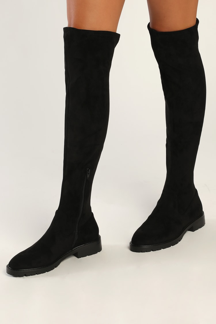 Steve Madden Lizbeth - Black Suede Boots - Over-The-Knee Boots - Lulus