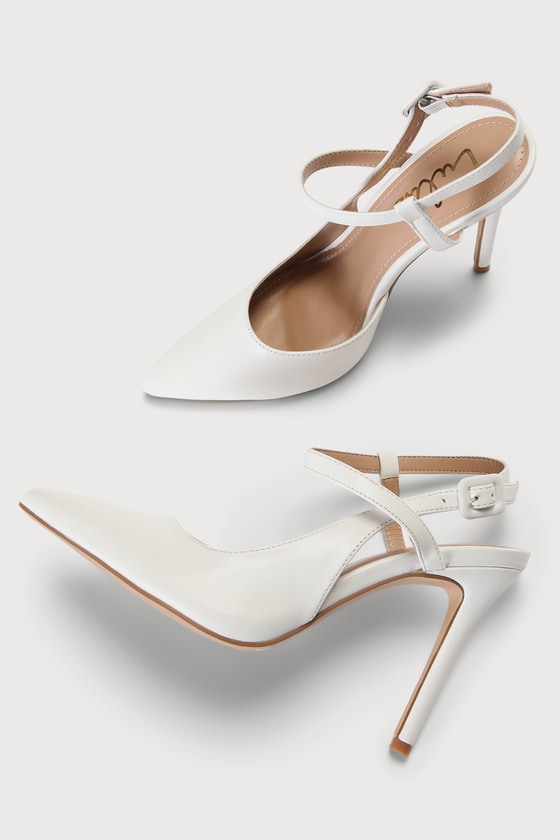 Jenlove White Pointed-Toe Pumps