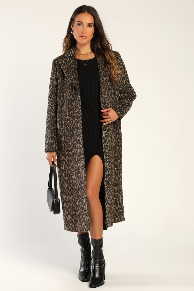 Wild About the Weather Brown Leopard Print Coat