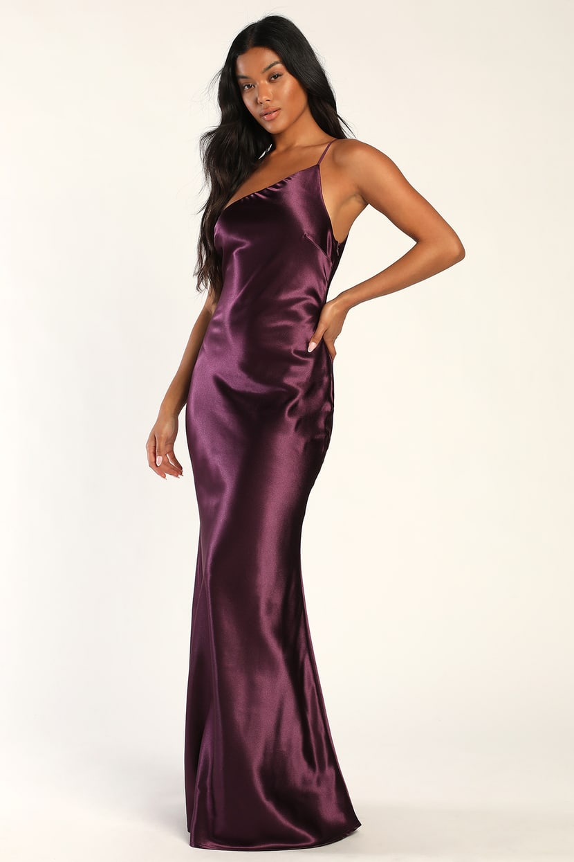 Purple Satin Gown - Satin Maxi Dress - Satin Dress - Lulus