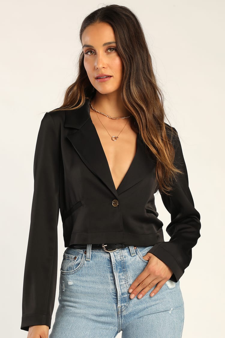 Black Cropped Blazer - Women's Blazer - Cropped Blazer - Lulus