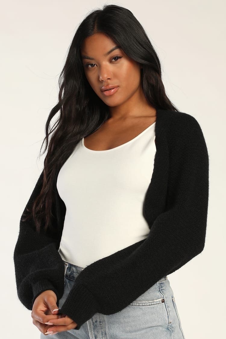 Black Cropped Cardigan - Shrug Sweater - Cropped Sweater - Lulus