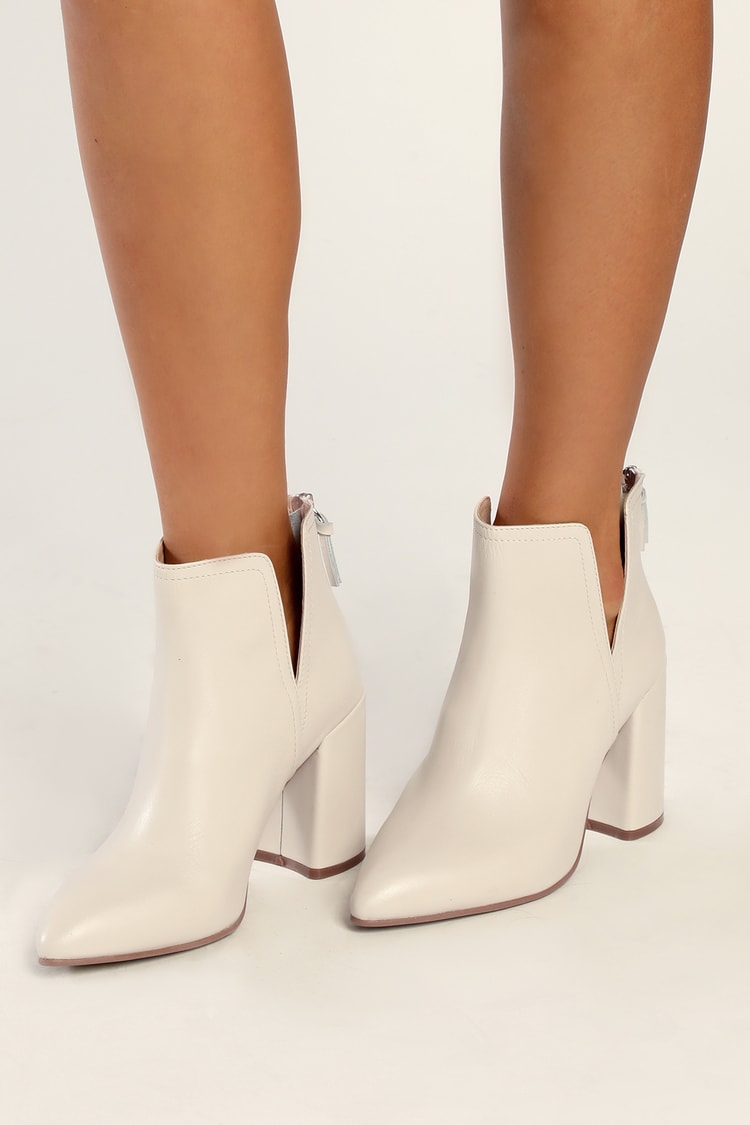 Steve Madden Thrived Bone - Leather Boots - Ankle Booties - Lulus