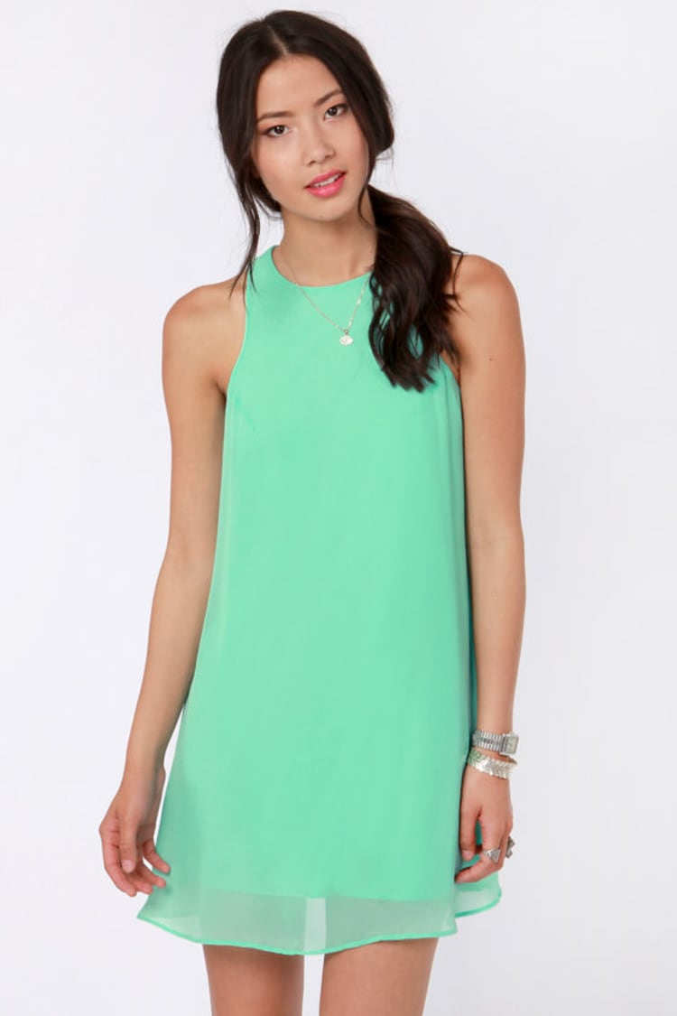 Cute Mint Green Dress - Chiffon Dress - Shift Dress - $37.00 - Lulus