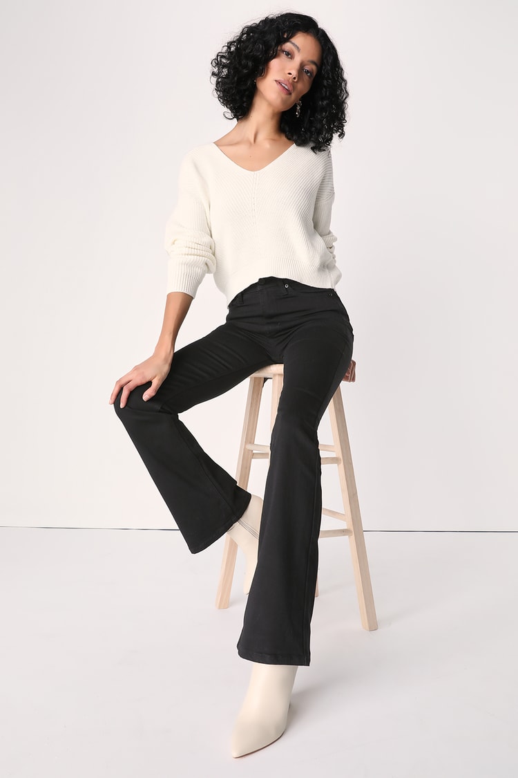 The Perfect Black High-Rise Flare Pants