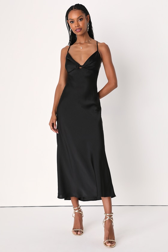 Satin twist front store dress