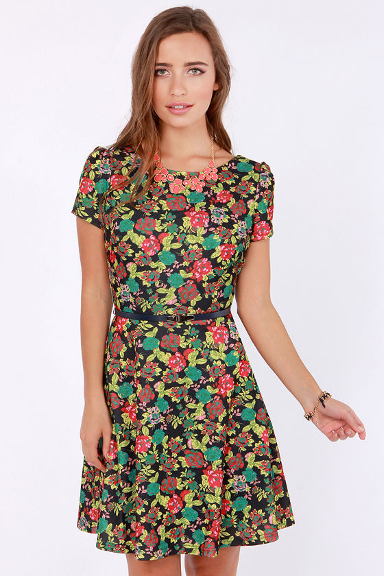 Pretty Floral Dress - Print Dress - Skater Dress - $79.00 - Lulus