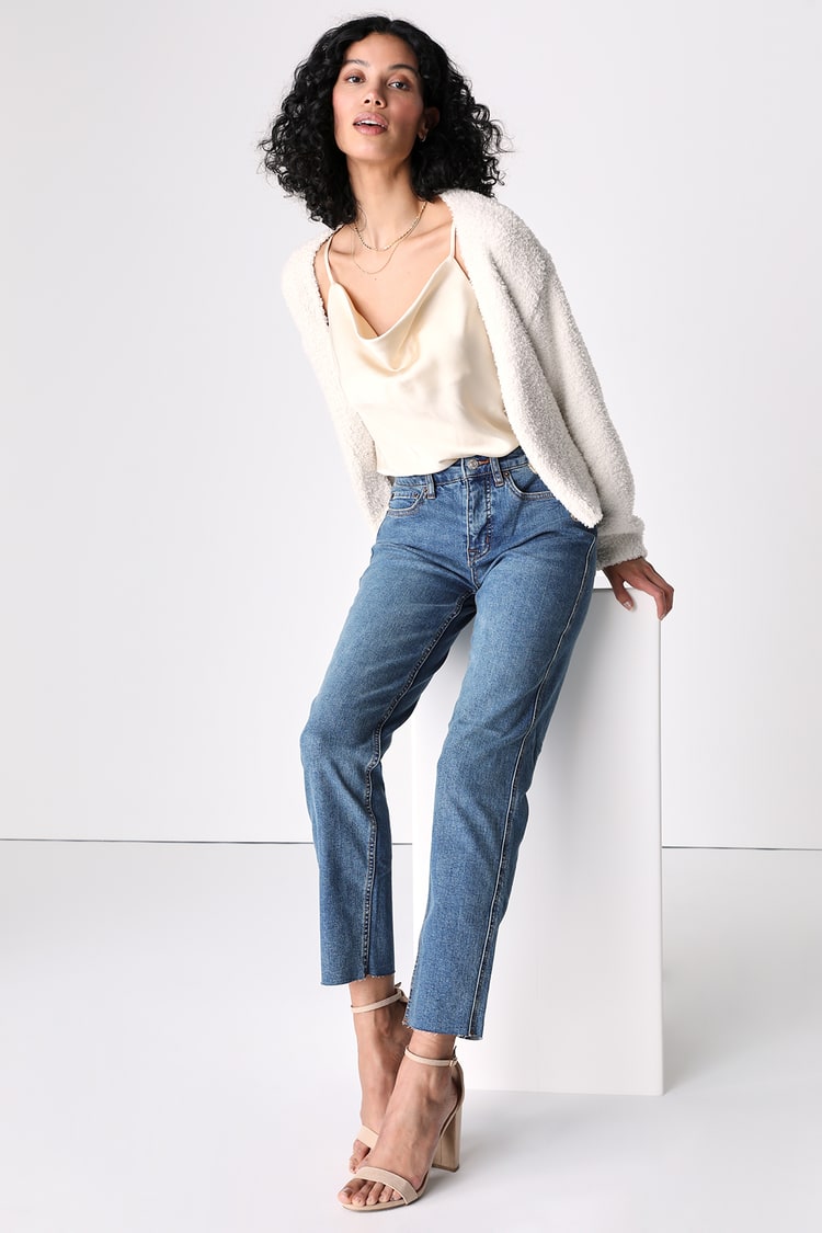 Free People CRVY Jeans - High Rise Jeans - Medium Wash Jeans - Lulus