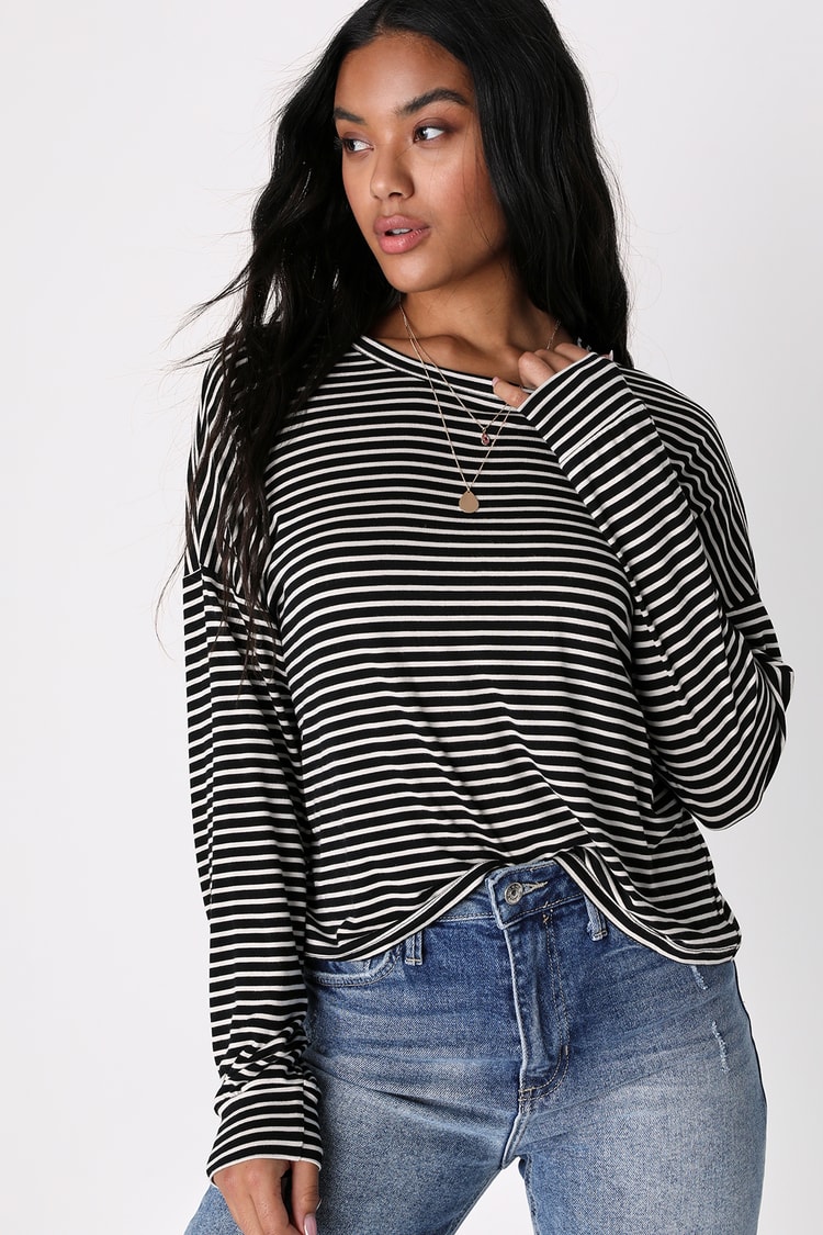 Black and White Top - Striped Long Sleeve Top - Striped Shirt - Lulus