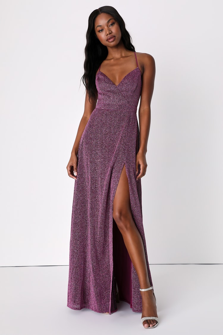 Magenta Maxi Dress - Multi Glitter Maxi Gown - Glittery Dress - Lulus