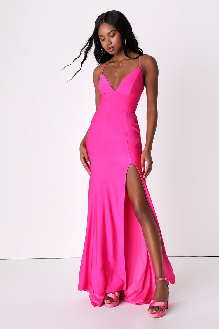 Hot Pink Maxi Dress - Lace-Up Maxi Dress - Sexy Pink Dress - Lulus
