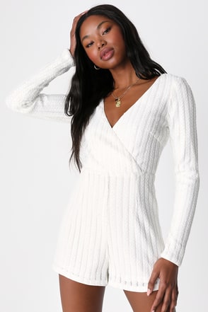 Love Lasts Forever White Sequin Long Sleeve Romper