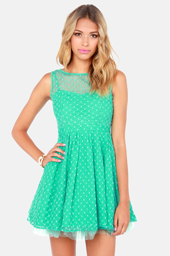 Lovely Lace Dress - Sea Green Dress - Party Dress - $84.00 - Lulus