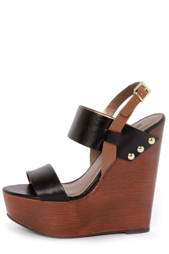 black and tan wedge sandals