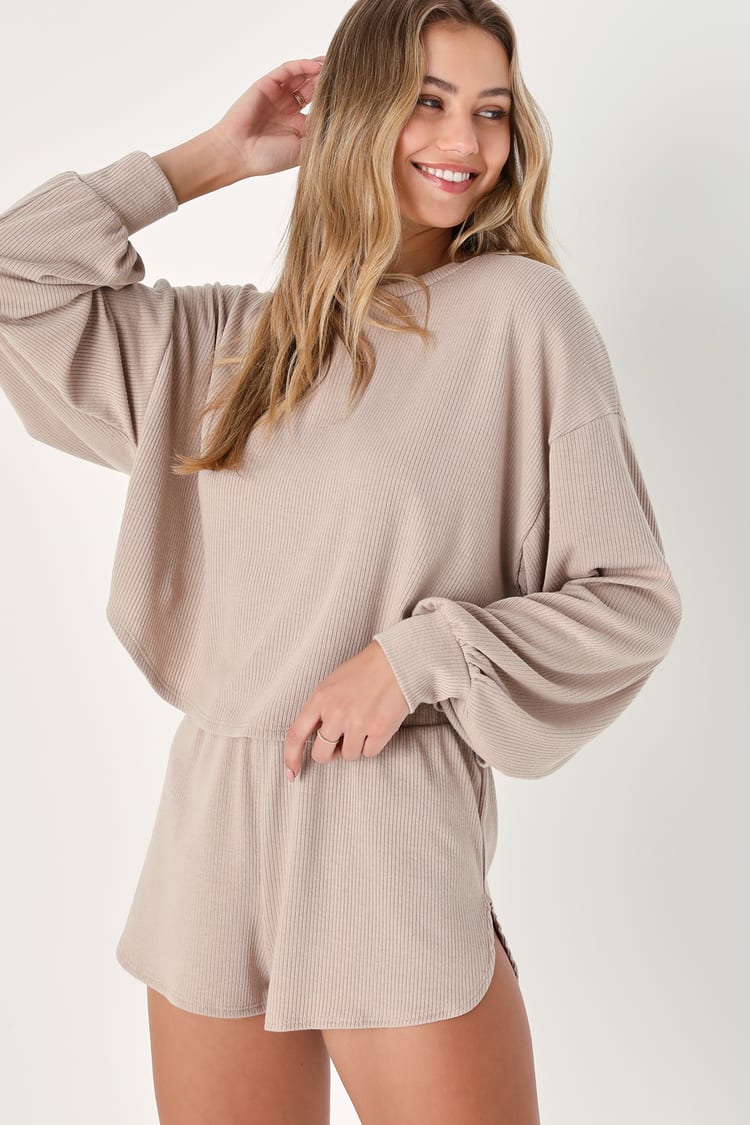 Mauve Pajama Set - Two-Piece Pajama Set - Ribbed Pajamas - Lulus