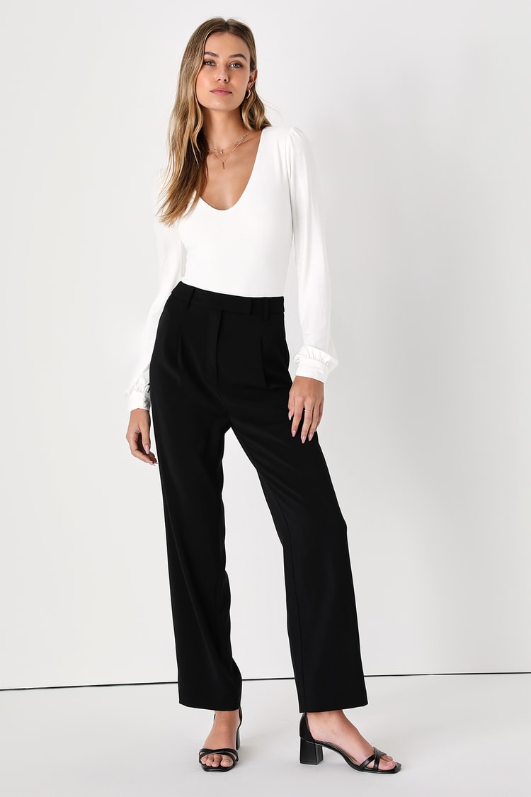 Black Trousers - High-Waisted Trousers - Black Cropped Trousers - Lulus