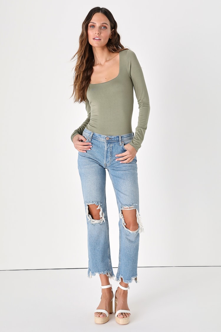 Free People Maggie Jeans - Light Wash Jeans - Cropped Jeans - Lulus