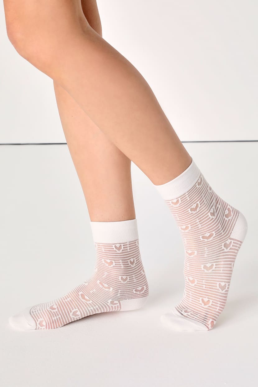 White Socks - Sheer Mesh Socks - Dotted Mesh Socks - Lulus