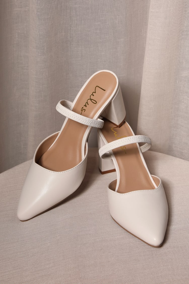 Lulus Maryna - Off White Heels - Pointed-Toe Mules - High Heels