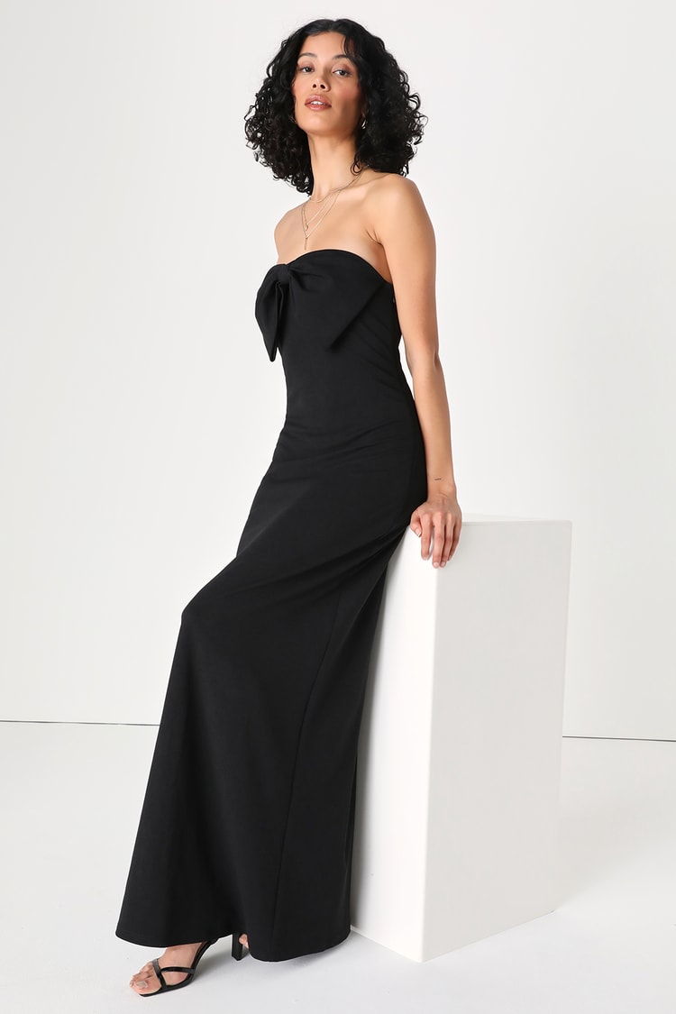 Black Maxi Dress - Strapless Maxi Dress - Bow Dress - Lulus