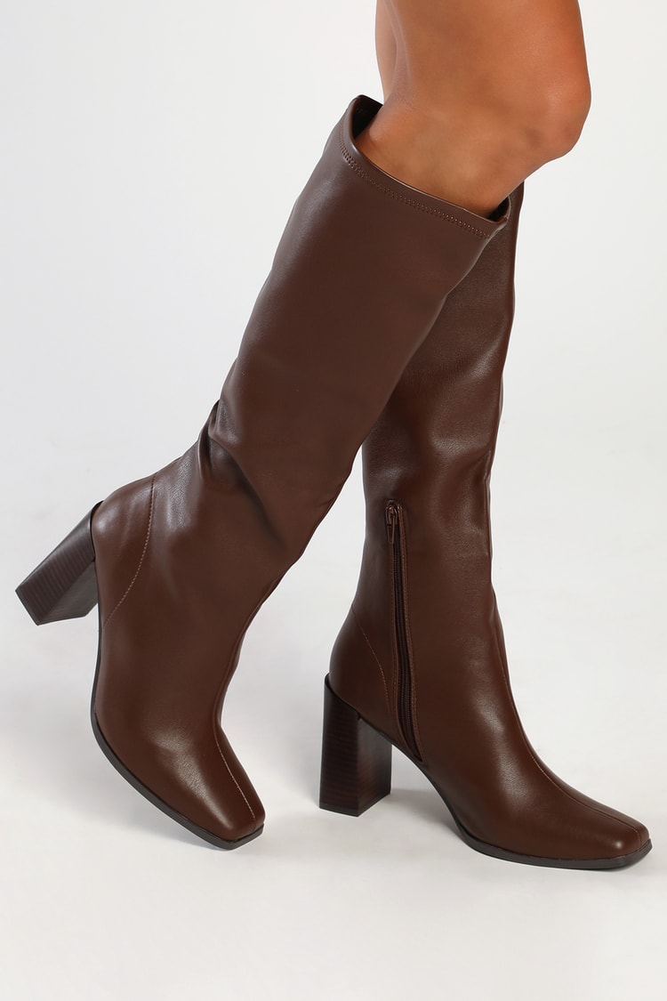 Chinese Laundry Mary - Brown Knee-High Boots - Square Toe Boots - Lulus