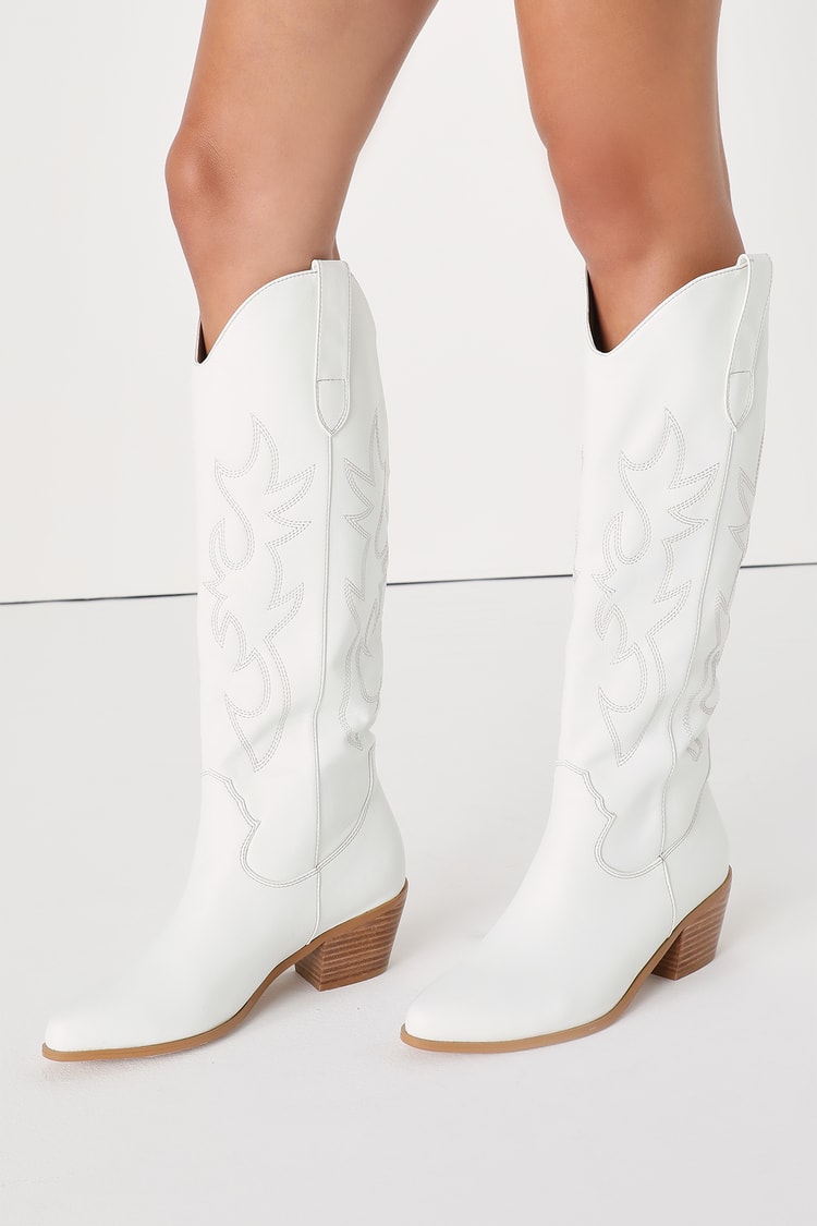 Billini Urson White - White Tall Boots - Western Knee-High Boots - Lulus